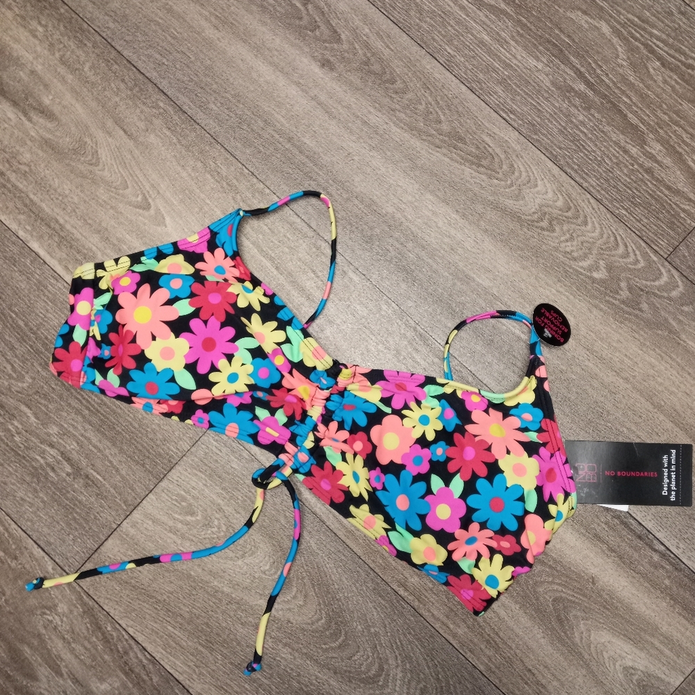 Colorful floral print bikini swim suit top size extra large new with tags